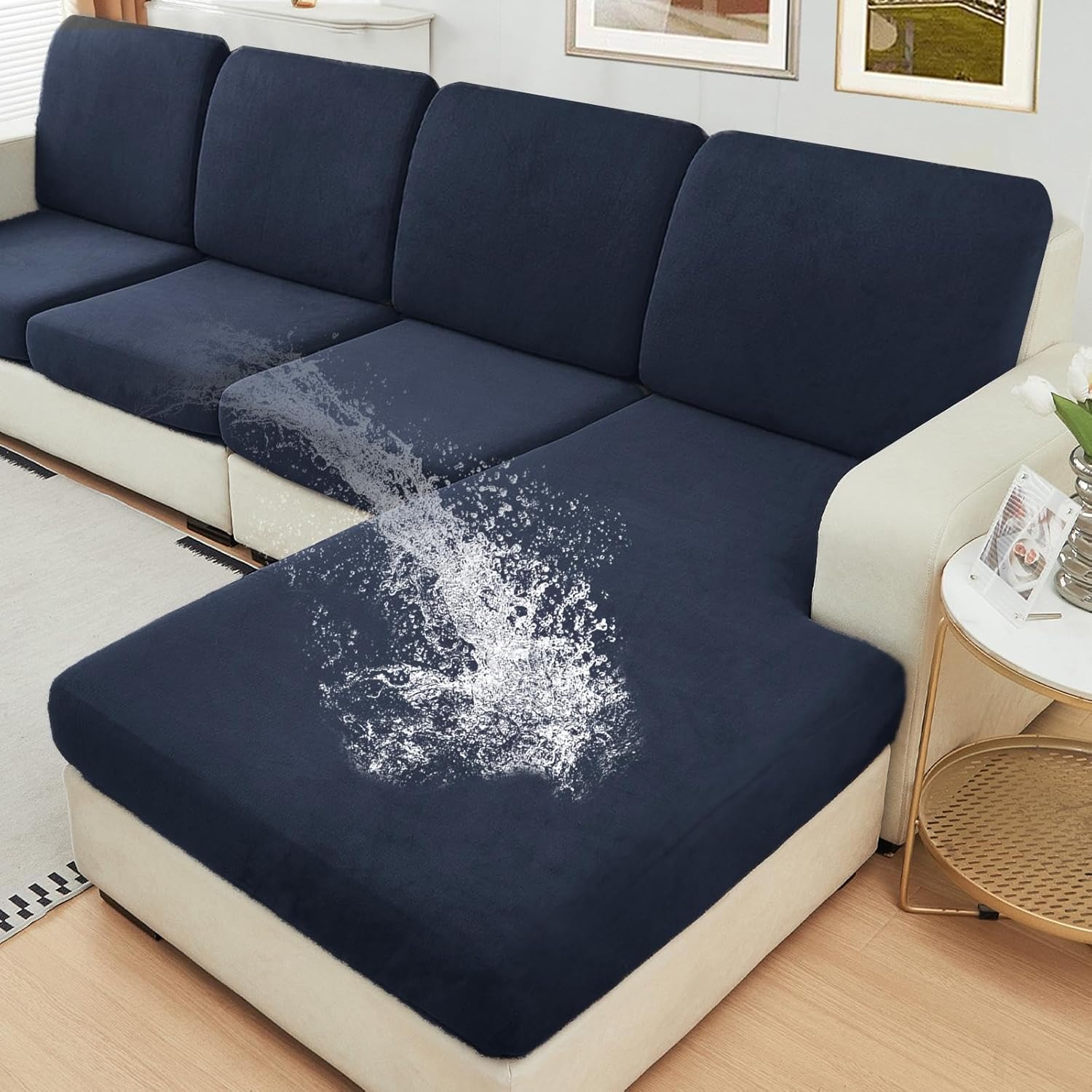 NAISI Waterproof Couch Cushion Covers for L Shape Sectional Sofa