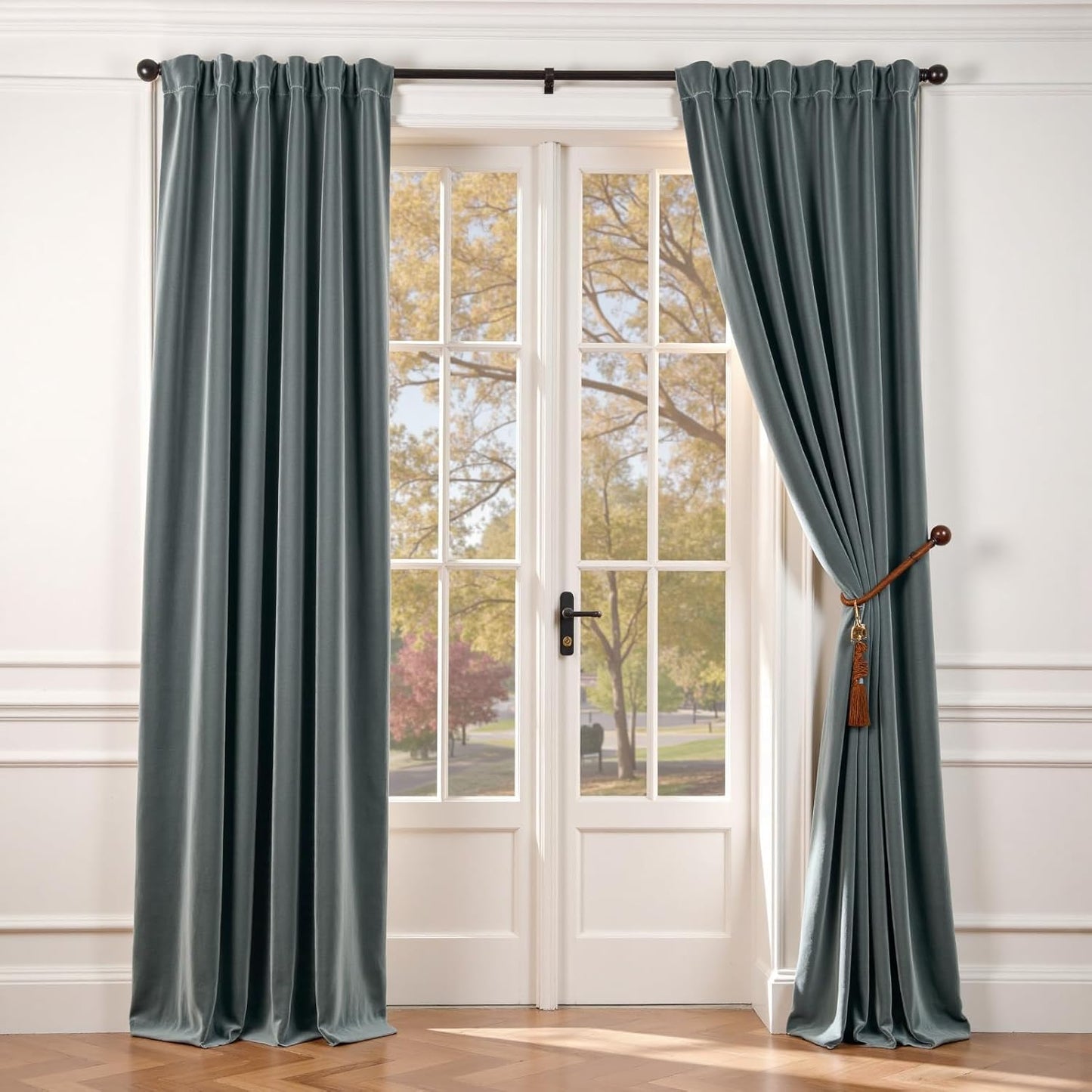 Lazzzy Velvet Blue Curtains for Luxury Room Darkening Style
