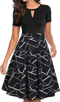 Women's Vintage Floral Flared A-Line Swing Dress with Pockets YATHON