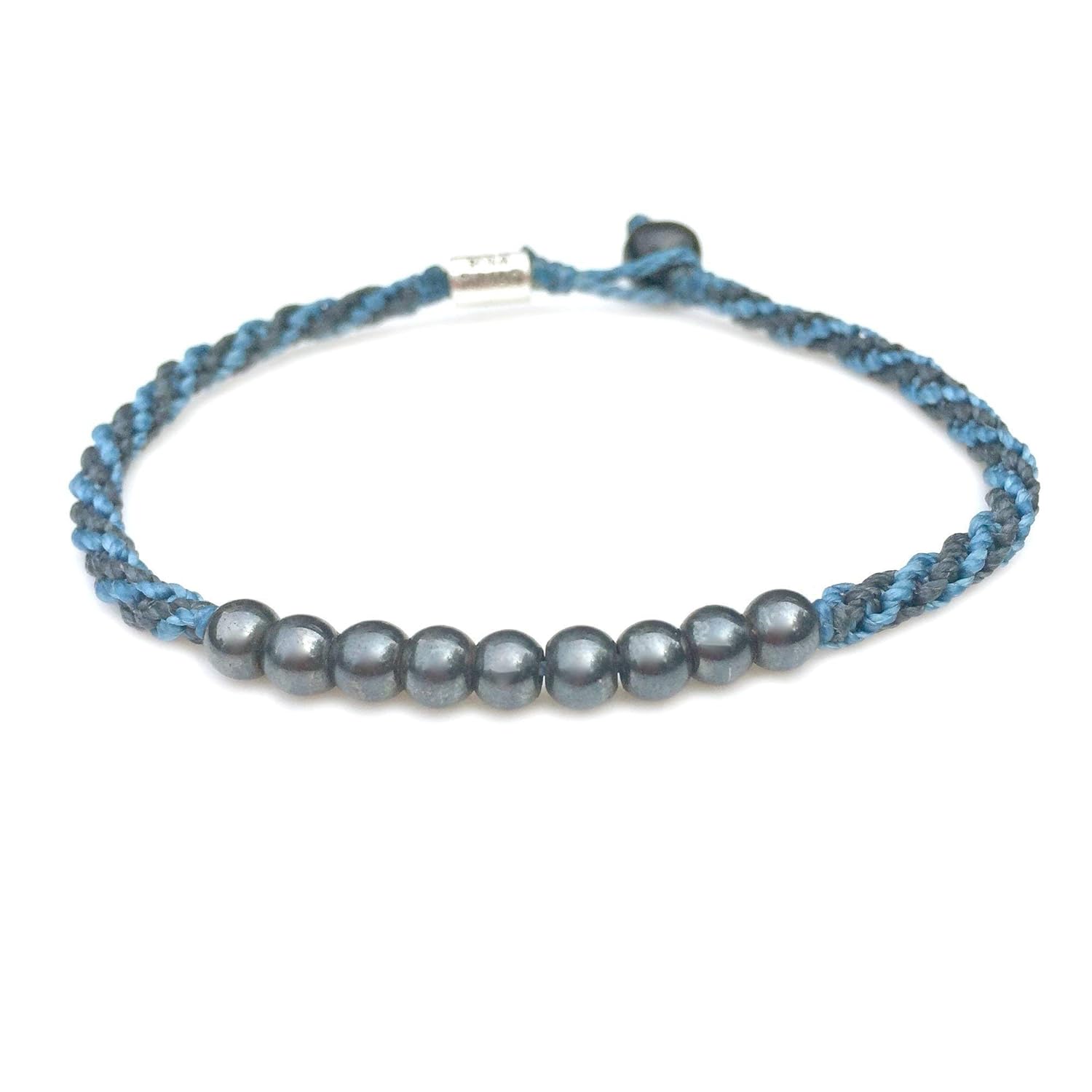 Surfer Anklet Bracelet with Beaded Hematite Stones for All