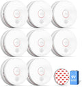 SITERWELL 8 Pack Smoke Detector with Photoelectric Sensor - 10-Year