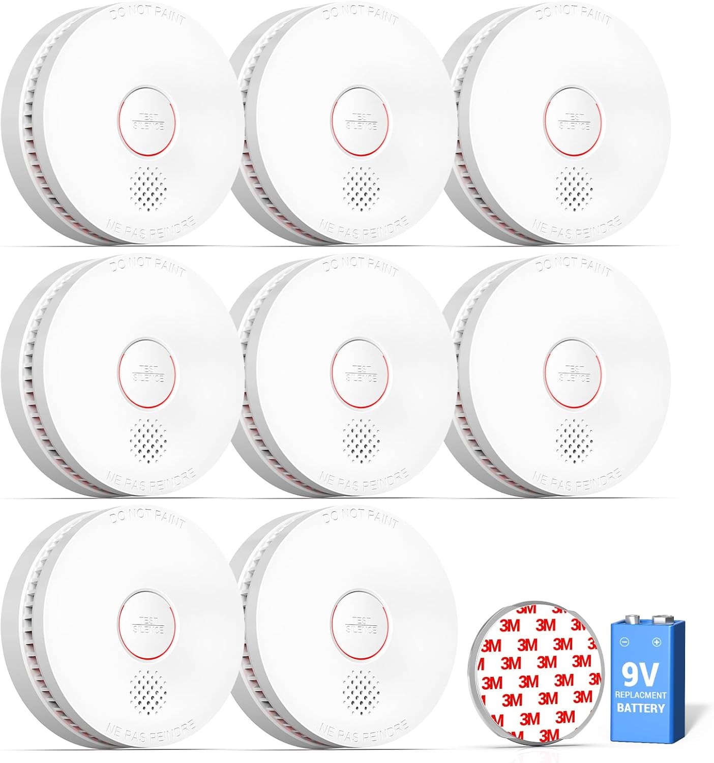 SITERWELL 8 Pack Smoke Detector with Photoelectric Sensor Safety