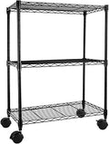 Heavy Duty 3-Shelf Shelving with Wheels - Adjustable Steel Rack