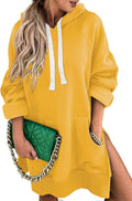Women's Oversized Hooded Sweatshirt Dress - Soft Long Sleeve Pullover