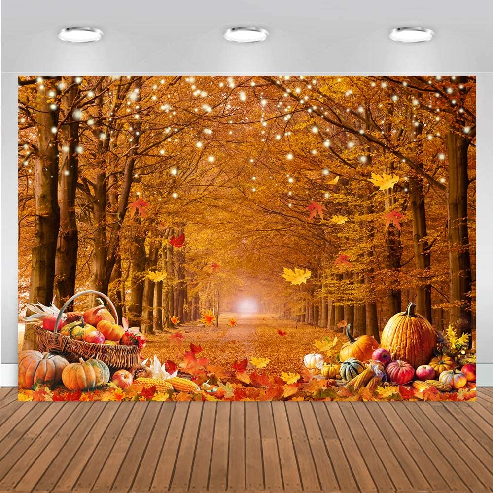 10x8ft Autumn Maple Forest Photography Backdrop for Thanksgiving