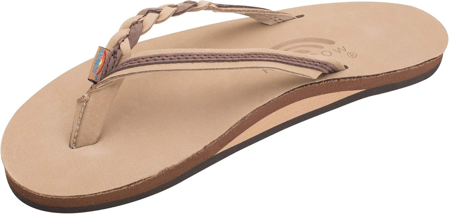 Rainbow Sandals Womens Flirty Braidy Premier Leather Flip Flops