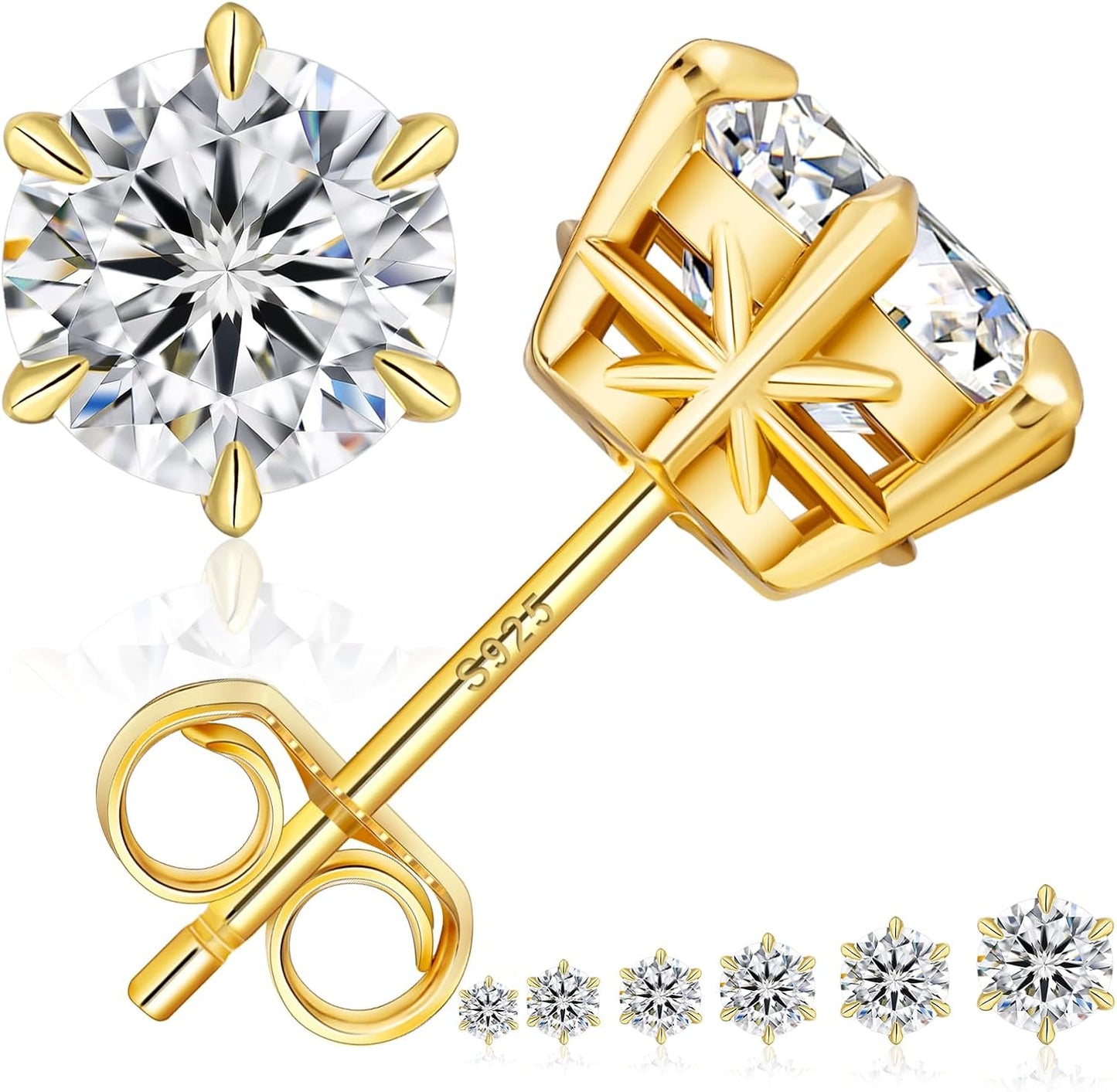 Moissanite Stud Earrings in 14K White Gold for Women and Men