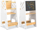 Toddler Standing Tower with Safety Rail & Chalkboard - Adjustable Step