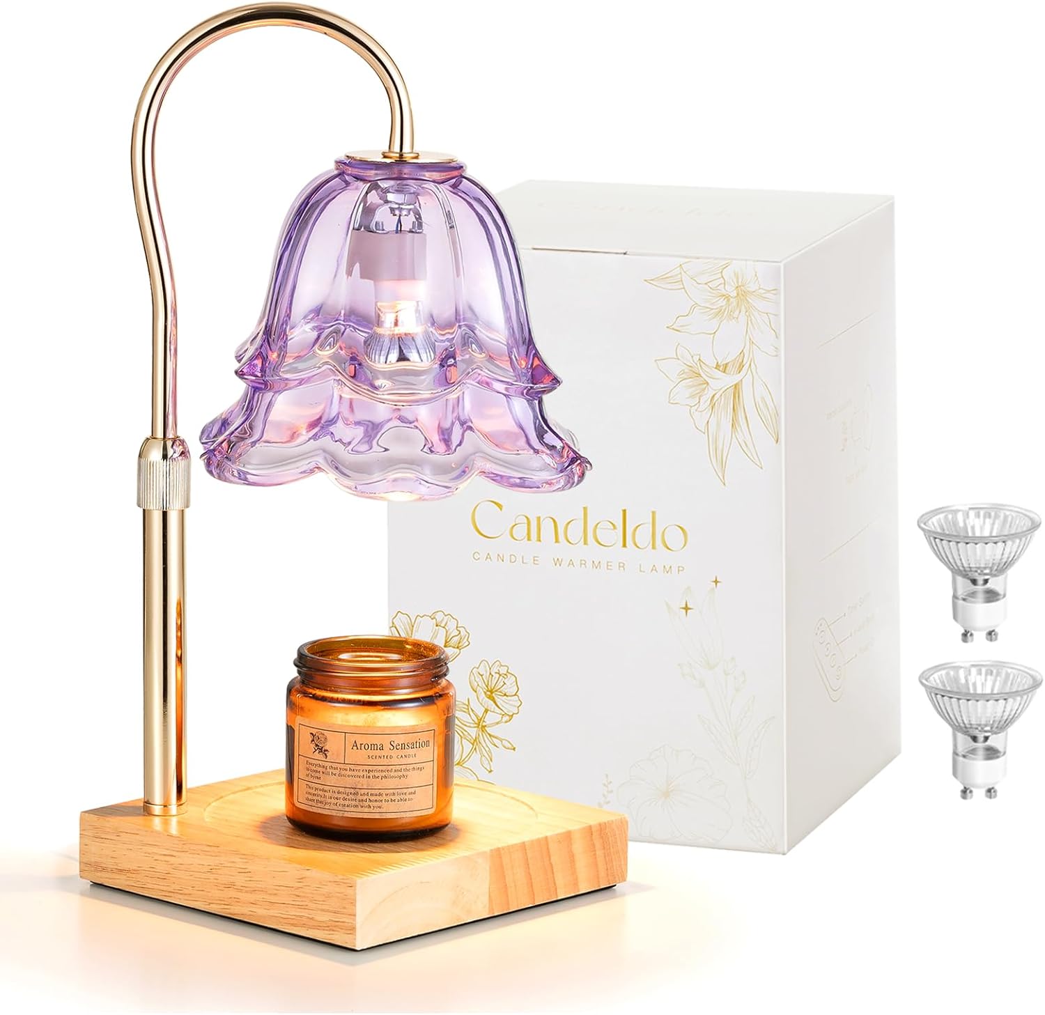 Candle Warmer Lamp with Timer: Elegant Purple Flower Design