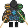 Electric Drum Set Electronic Practice Pad - Portable Polychromatic Kit