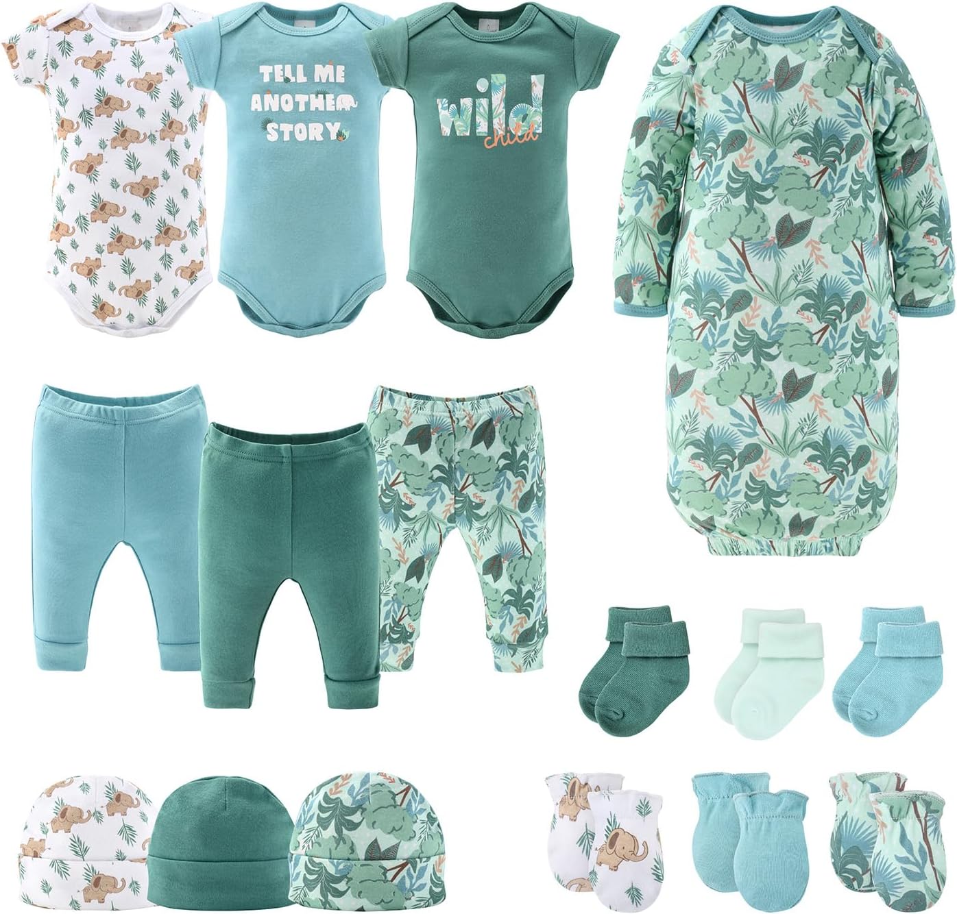 The Peanutshell Baby Layette Gift Set for Boys or Girls - Wild Jungle