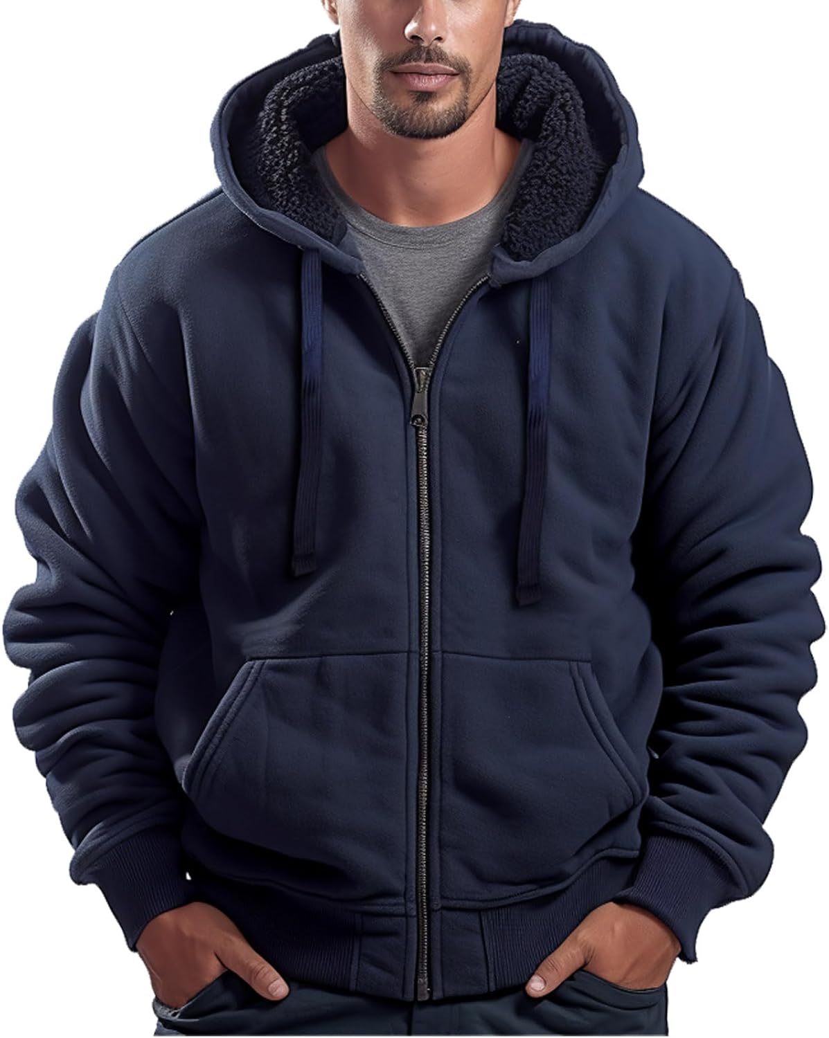 Heavyweight Sherpa Fleece Hoodies for Men by Zerenfy