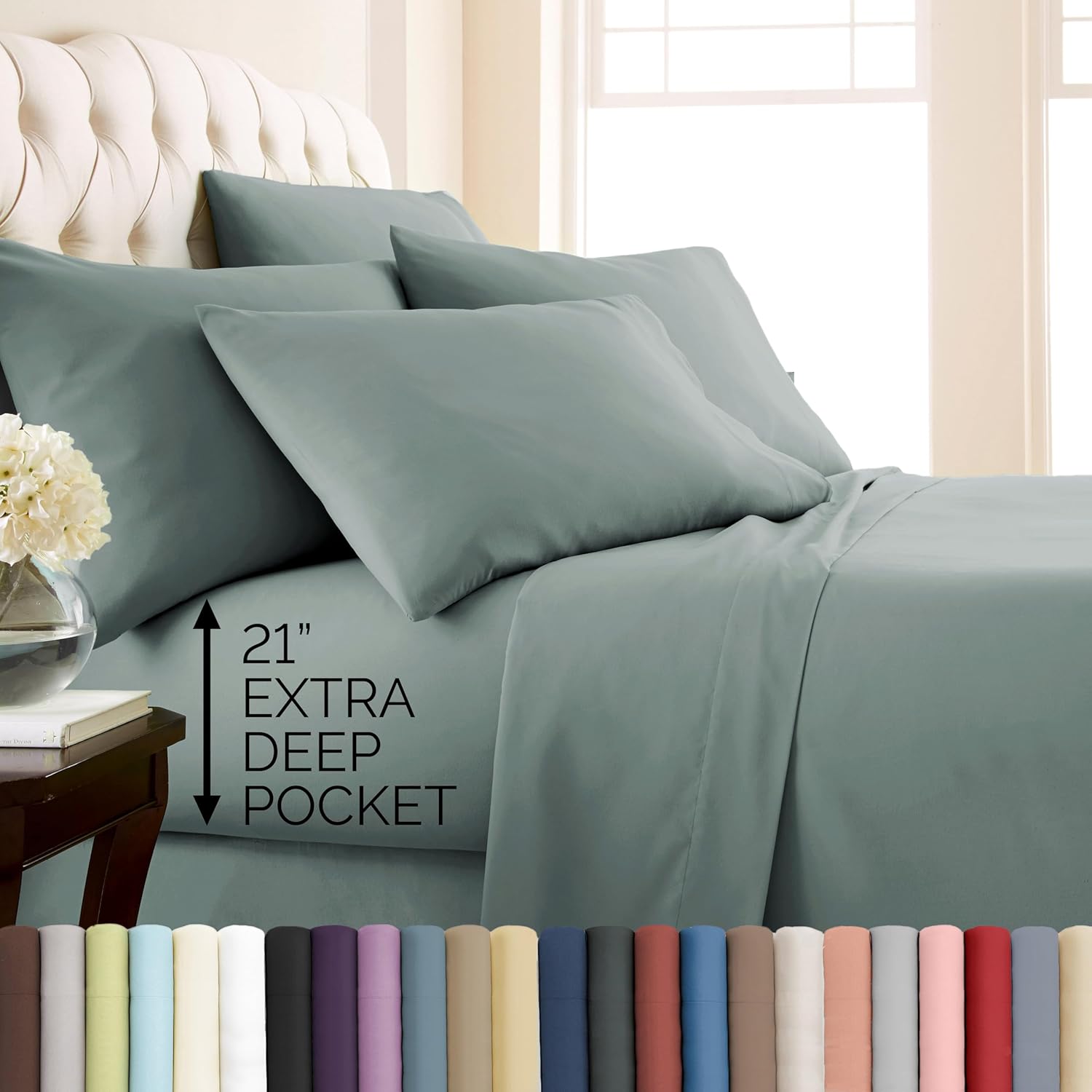 California King Sheet Set with 21-Inch Deep Pocket Microfiber