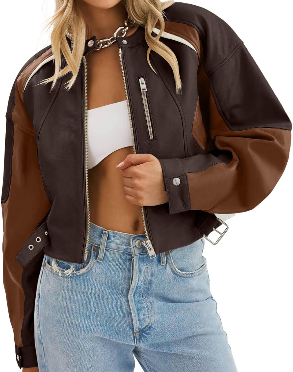Stylish Womens Faux Leather Bomber Jackets for Fall Fashion