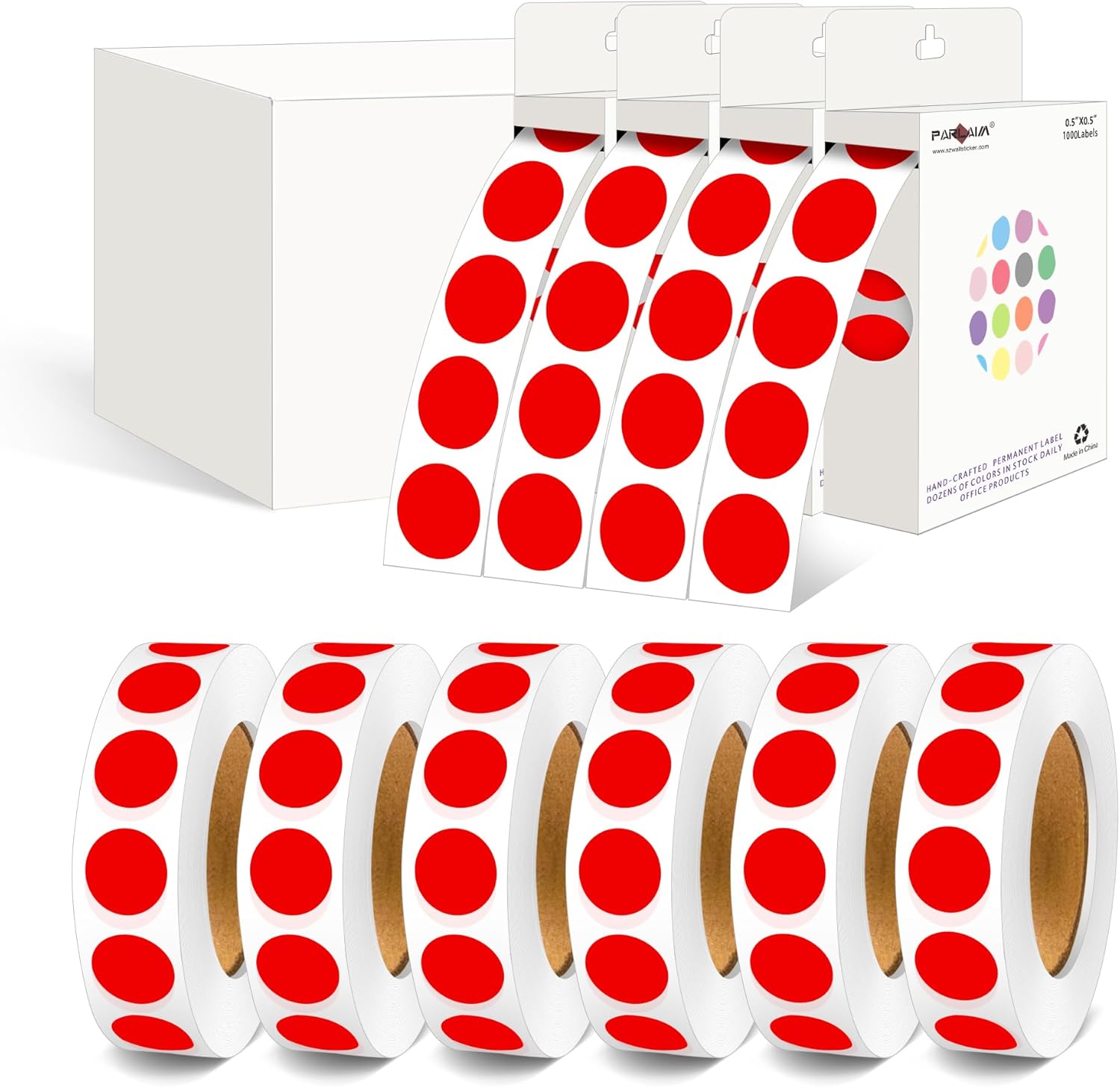 Red Self-Adhesive Dot Stickers for Office and Classroom Use