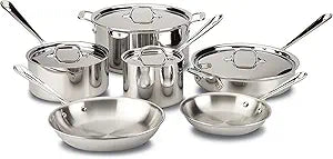 All-Clad D3 10-Piece Stainless Steel Cookware Set for Chefs