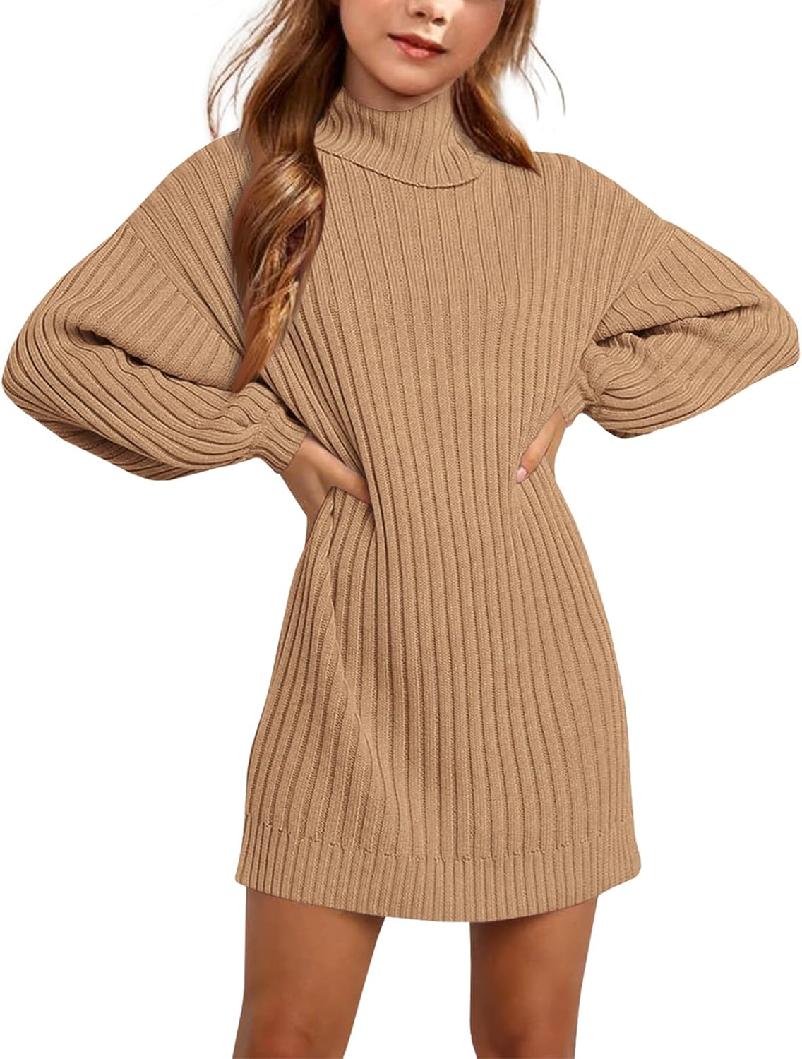 Fall Winter Girls Oversized Sweater Dress for Casual Wear