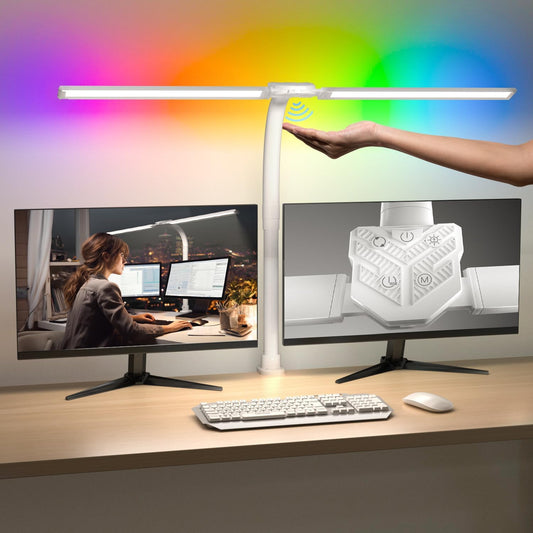 24W White Architect Lamp - Bright Dual Swing Arm for Home Office - Radlfut