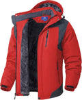 Mens Skiing Jackets with Hoodie - Waterproof Windproof Fleece Liner