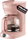 MUELLERHOME 12-Cup Pink Coffee Maker - Large Borosilicate Carafe