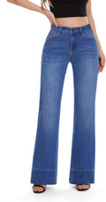 Women's Flare High Waisted Bell Bottom Wide Leg Jeans - Stretchy Fit