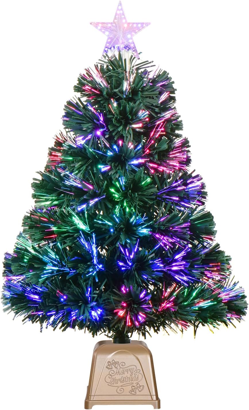 24in Green Fiber Optic Christmas Tree for Festive Home Decor