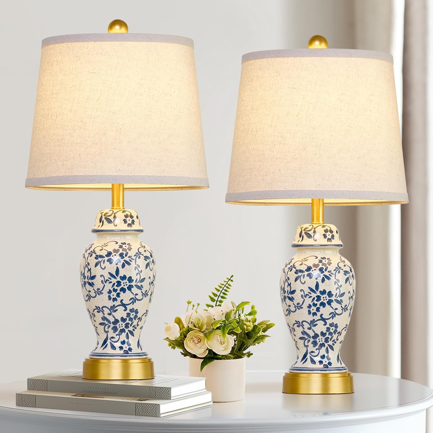 Chinoiserie Ceramic Table Lamps Set of 2 for Elegant Decor