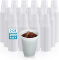 Lilymicky 2000 PACK 9 oz White Plastic Cups - Bulk Disposable Supply