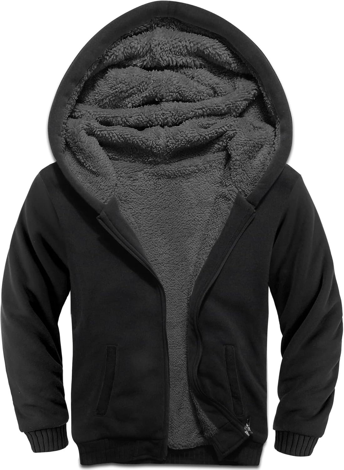 Unisex Boys Girls Fleece Hoodie Sherpa Lined Jacket for Kids