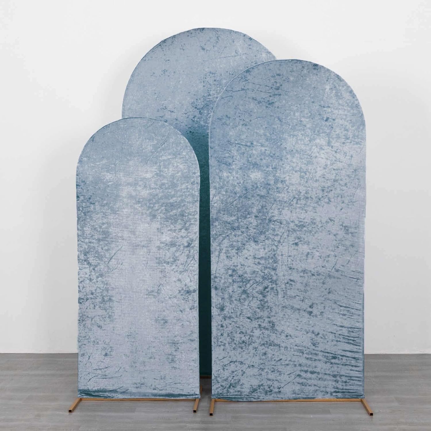 Dusty Blue Crushed Velvet Chiara Wedding Arch Covers Set of 3