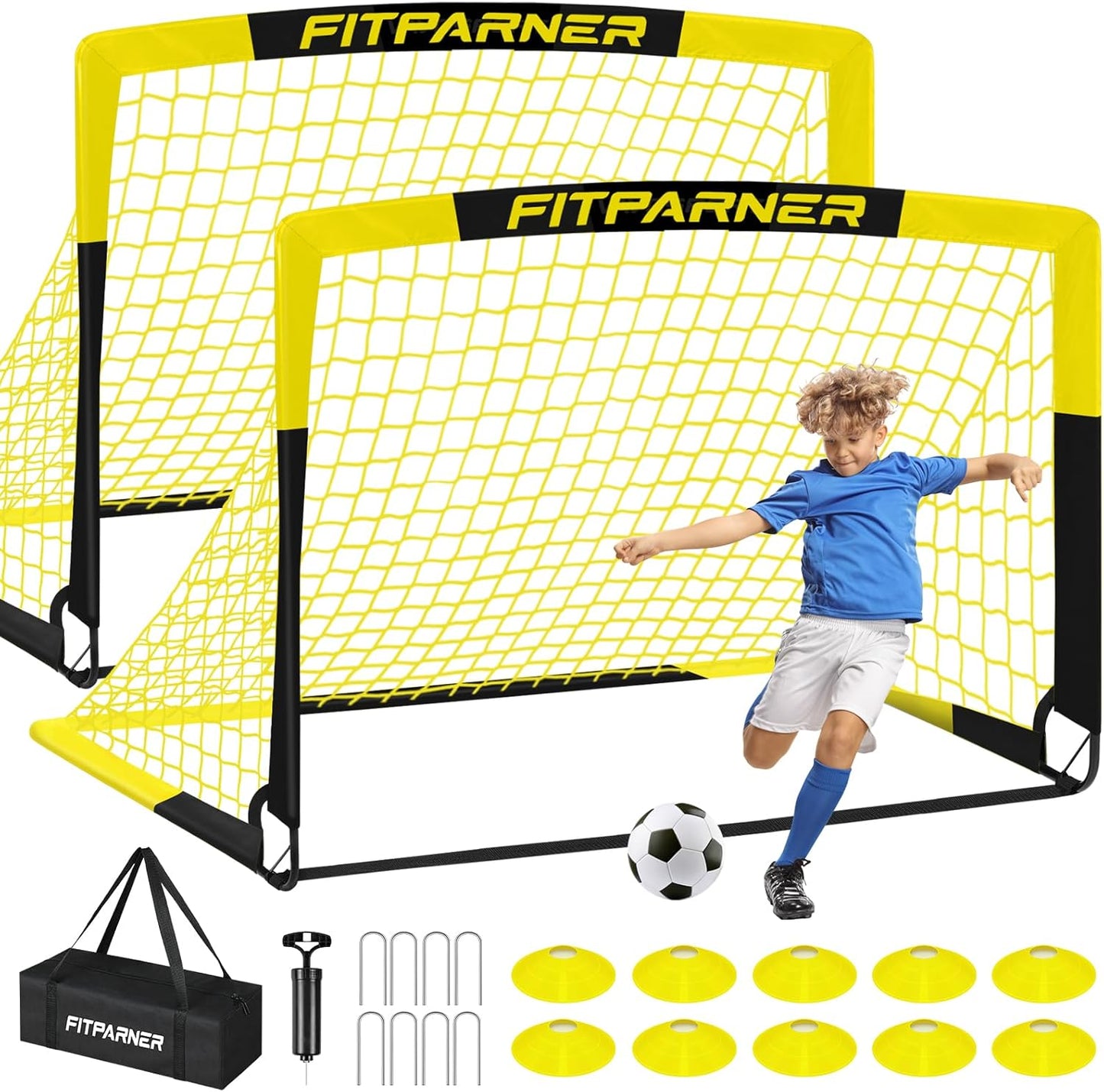 Kids Soccer Goals for Backyard Set - Portable Pop Up Nets