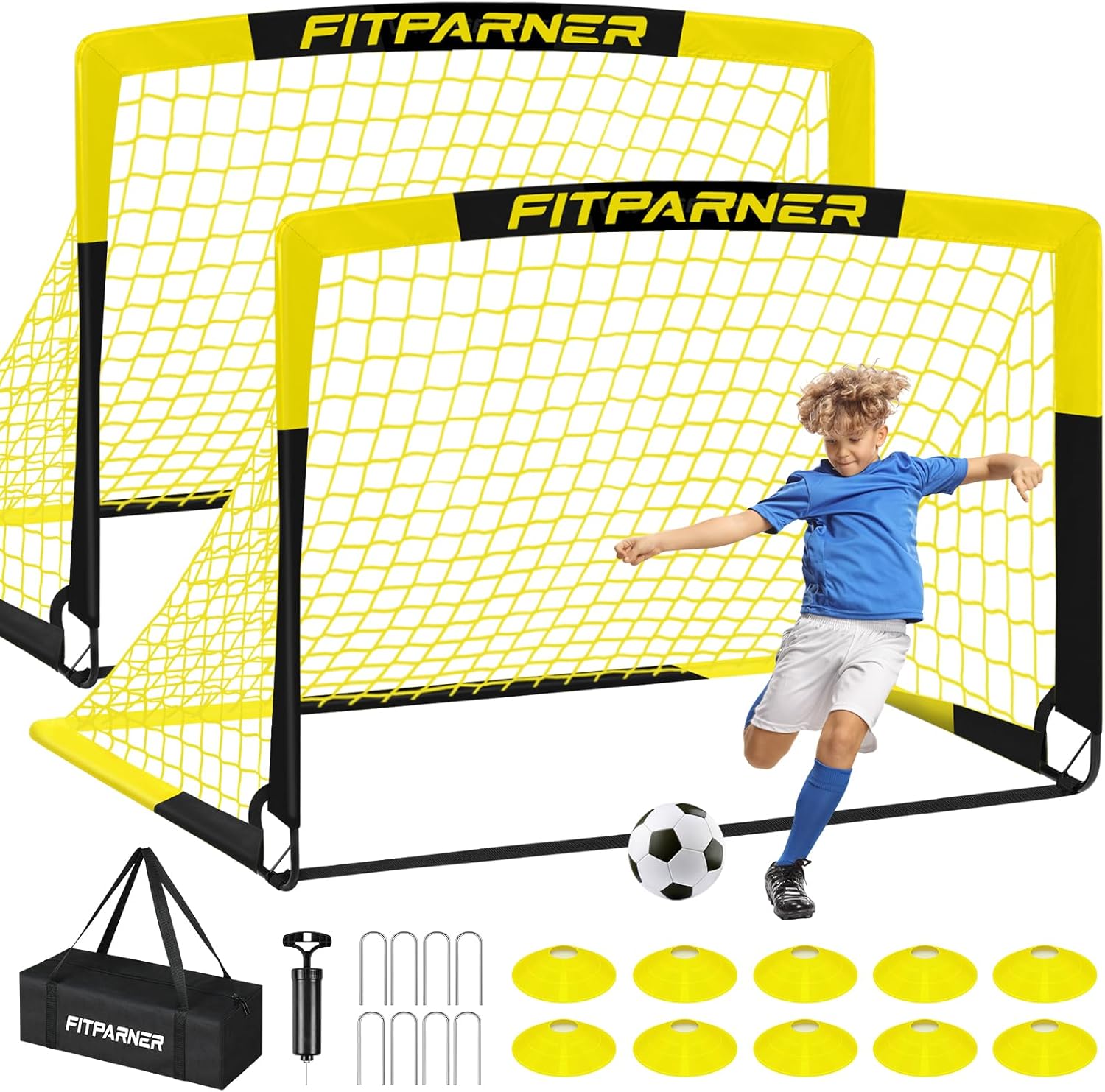 Kids Soccer Goals for Backyard Set - Portable Pop Up Nets
