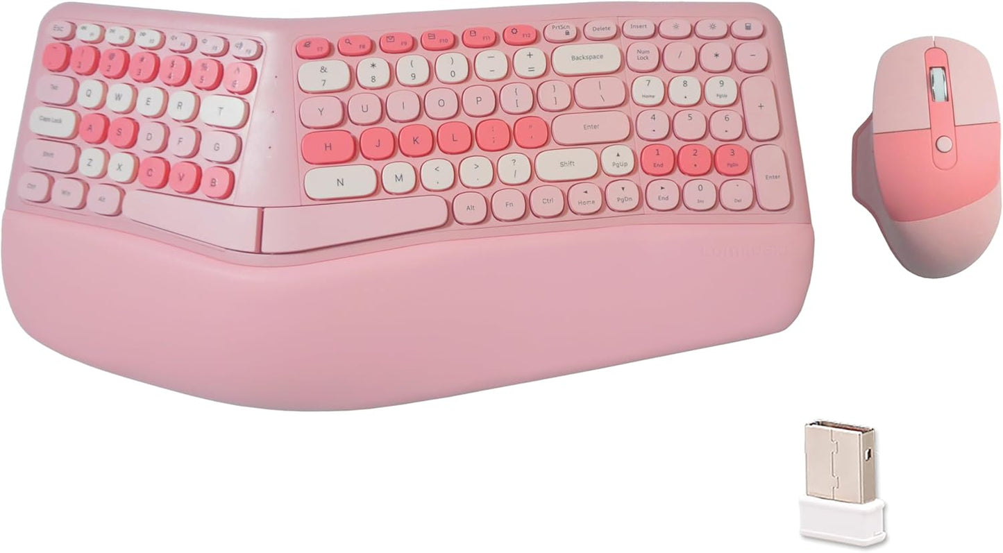 Comfortable Ergo Split Keyboard Set for Natural Typing - Pink