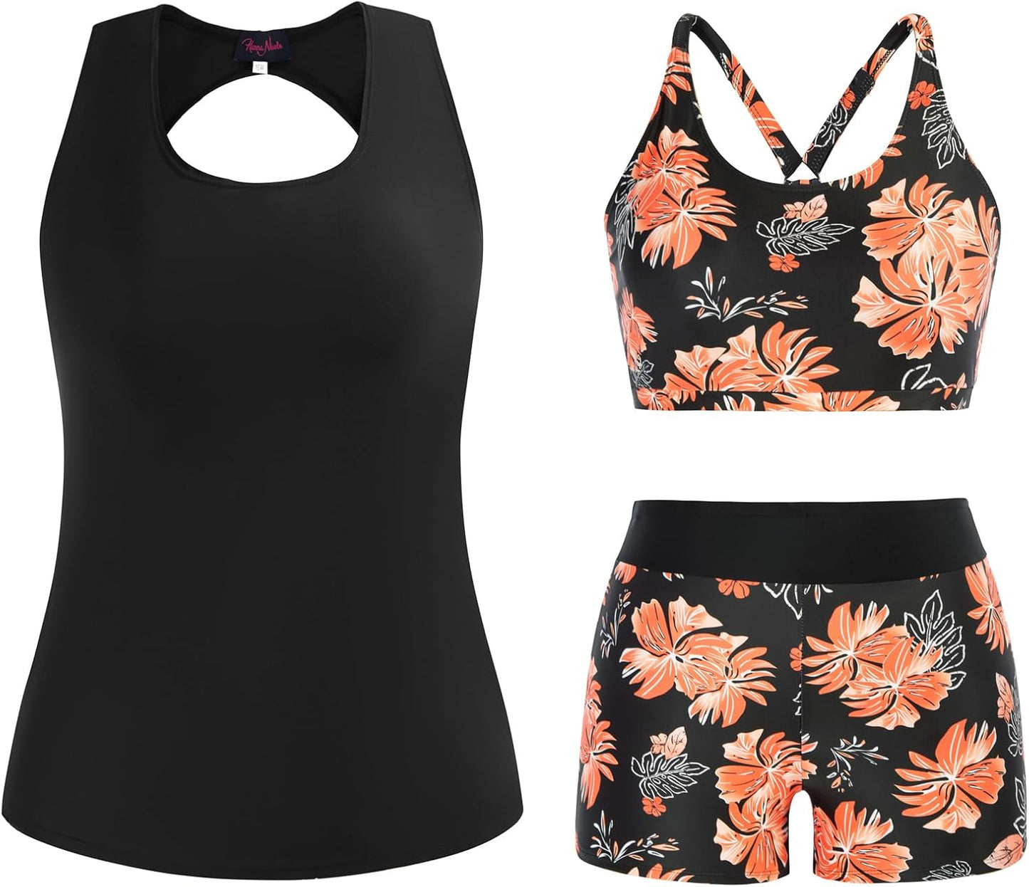 Hanna Nikole 3 Piece Tankini Swimsuits for Women with Tummy Control