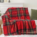 Christmas Red Plaid Throw Blanket for Couch and Bed - Soft Tassel