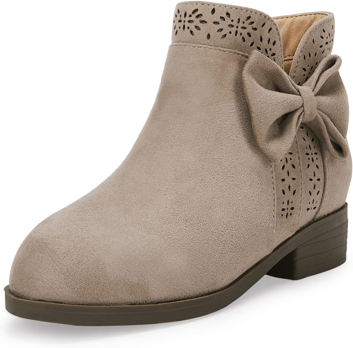 Girls Kids Bow Knot Ankle Boots with Side Zipper for Comfort
