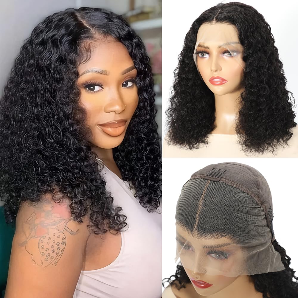 14 Inch Deep Wave Bob Wig Human Hair for Natural Look