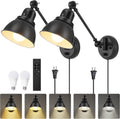 Plug in Wall Sconces Set of Two with Remote - Stepless Color & Dim