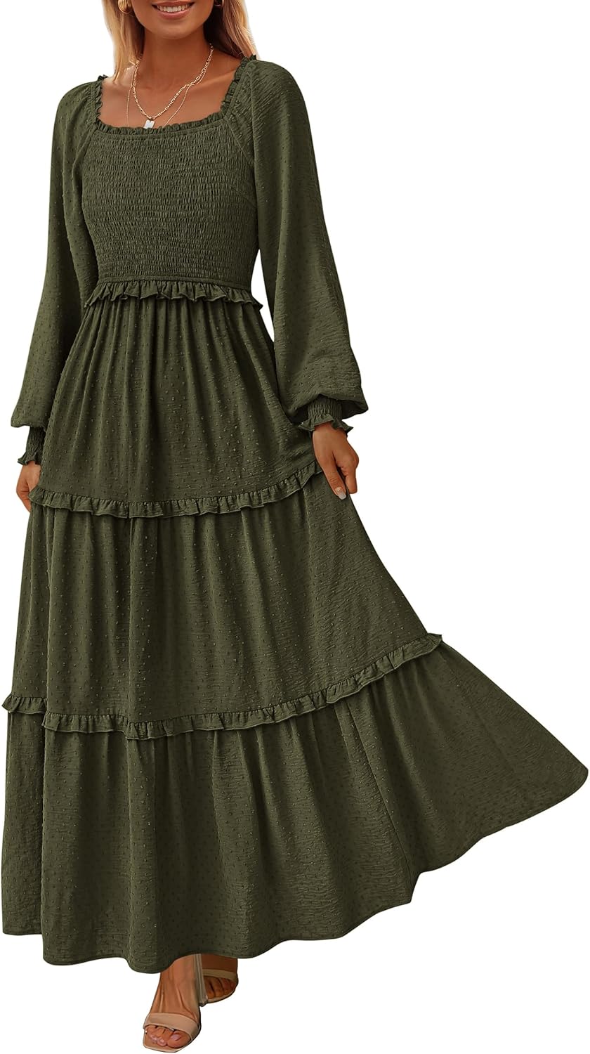PRETTYGARDEN Fall Dresses for Women Long Sleeve Maxi Dress
