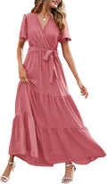 Swiss Dot Maxi Wrap Dress - Flowy Boho Summer Guest Dress Machine