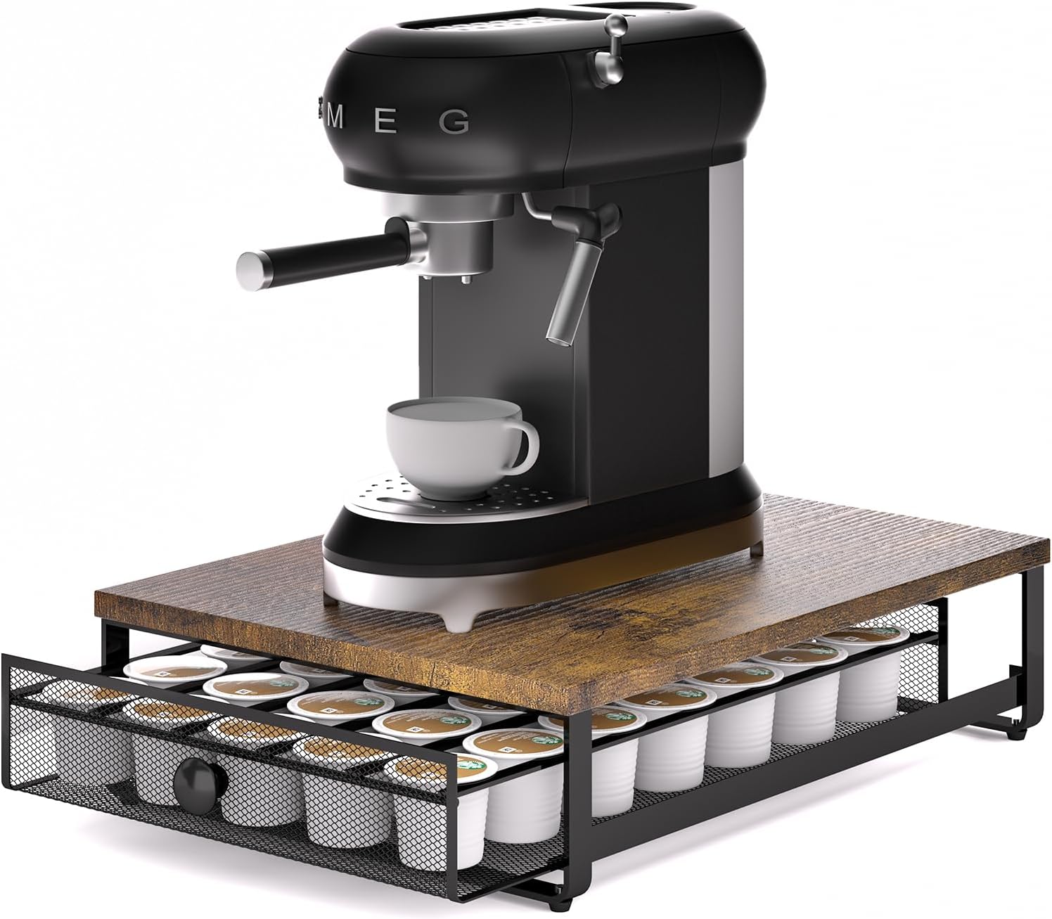 Sedegn Rustic Brown K-Cup Drawer - 35 Pod Storage