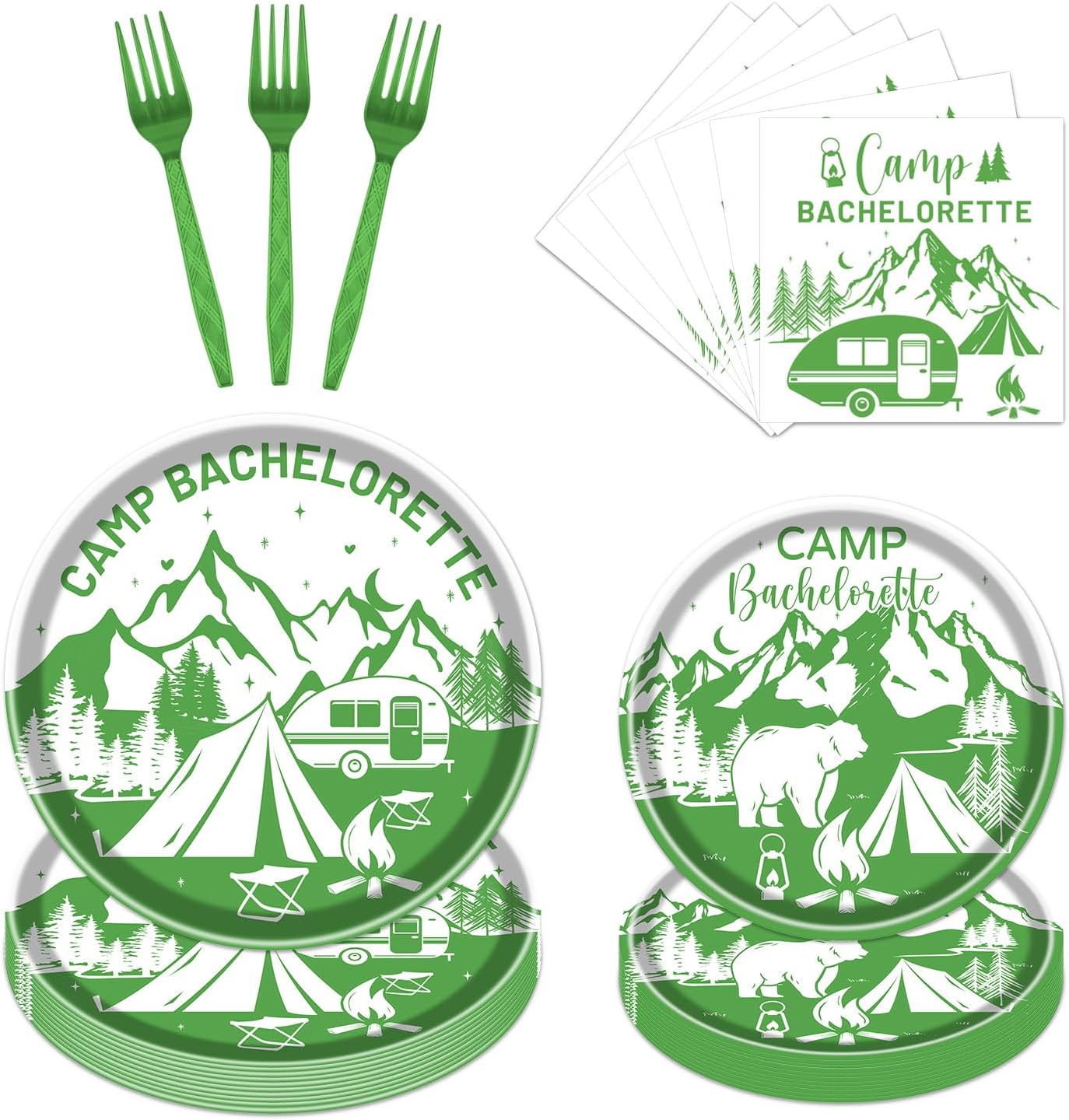 Camping Bachelorette Tableware Set - 96PCS Disposable Serve 24