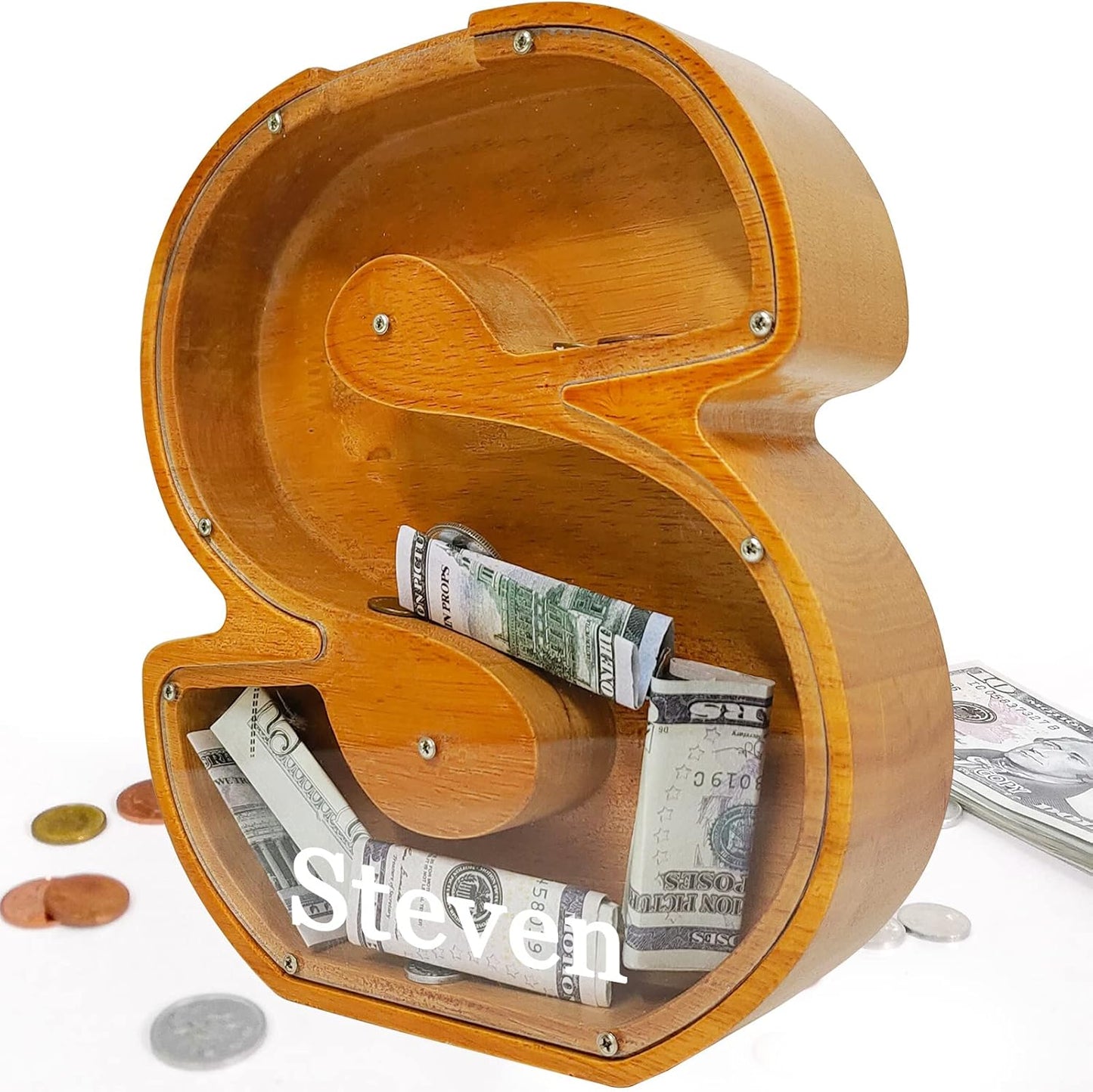 Custom 12 Inch Extra Large Wooden Piggy Bank for Kids Savings