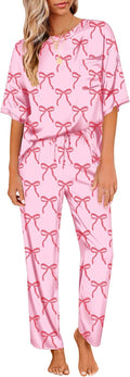 Ekouaer Satin Silky Pajama Set - Lightweight Short Sleeve
