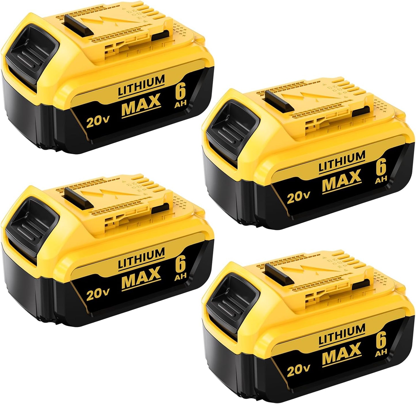 4 Packs 6.0Ah Replacement for Dewalt 20V Max Battery Power