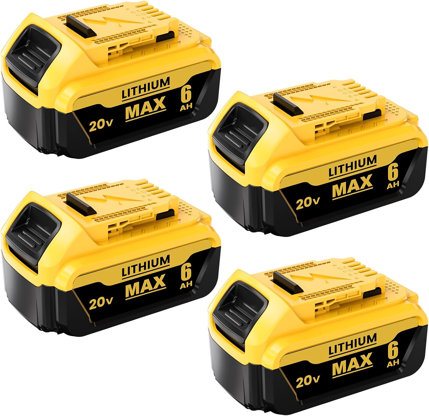 4 Packs 6.0Ah Replacement for Dewalt 20V Max Battery Power