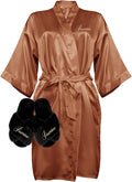 Custom Women Satin Robes with Slippers Gift Set (Style 3XK9)