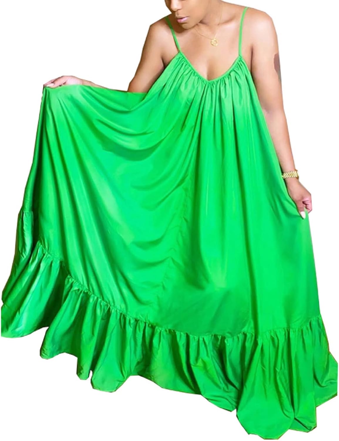 Adogirl Women's Sexy Spaghetti Strap Maxi Dress for Summer Fun