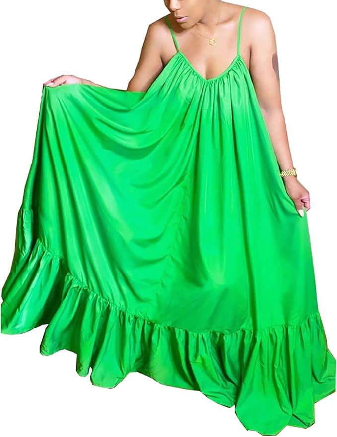 Adogirl Women's Sexy Spaghetti Strap Maxi Swing Dress Review