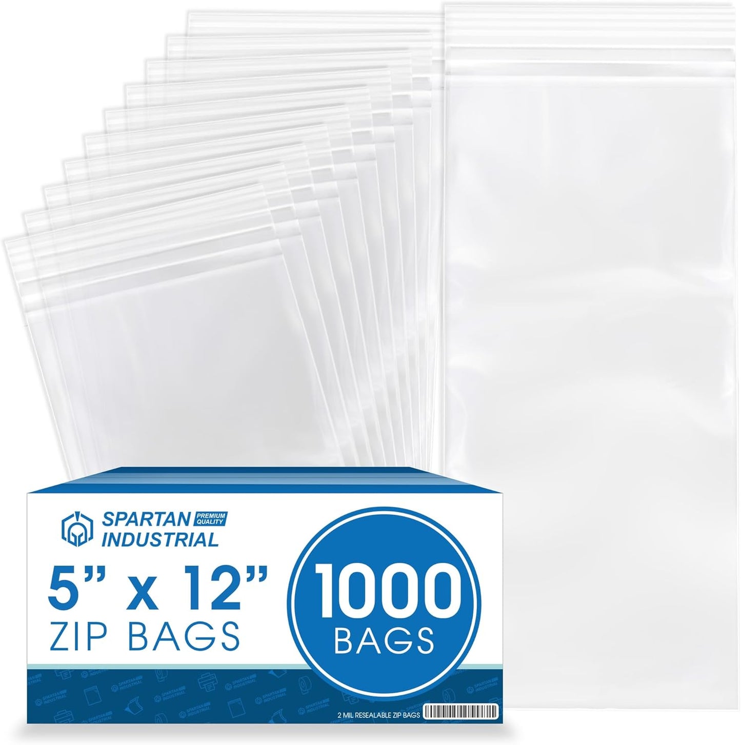 5 X 12 Clear Reclosable Zip Plastic Poly Bags for Storage